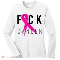 Fuck Cancer Breast Cancer Awareness Retro Distressed Women's Long Sleeve Shirt thumb 0