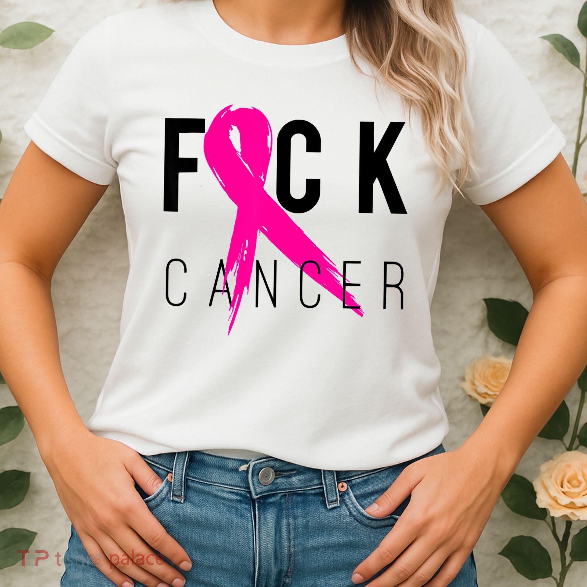 Fuck Cancer Breast Cancer Awareness Retro Distressed Women's T-Shirt