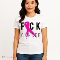 Fuck Cancer Breast Cancer Awareness Retro Distressed Women's T-Shirt thumb 4