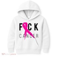 Fuck Cancer Breast Cancer Awareness Retro Distressed Kids Hoodie thumb 0
