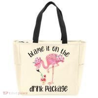 Flamingo Cruise Blame It On The Drink Package Drinking Booze Tote Bag thumb 0