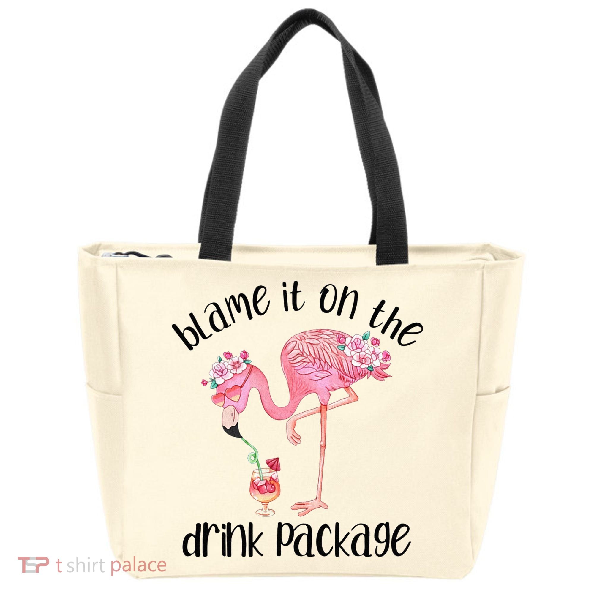 Flamingo Cruise Blame It On The Drink Package Drinking Booze Tote Bag