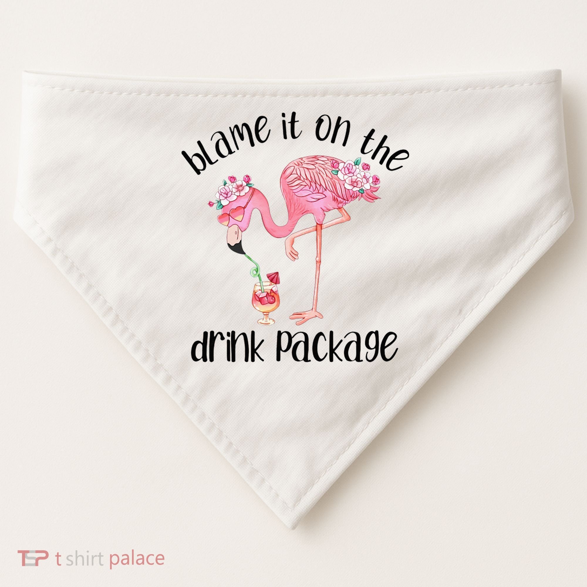 Flamingo Cruise Blame It On The Drink Package Drinking Booze USA-Made Doggie Bandana