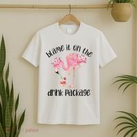 Flamingo Cruise Blame It On The Drink Package Drinking Booze T-Shirt thumb 2