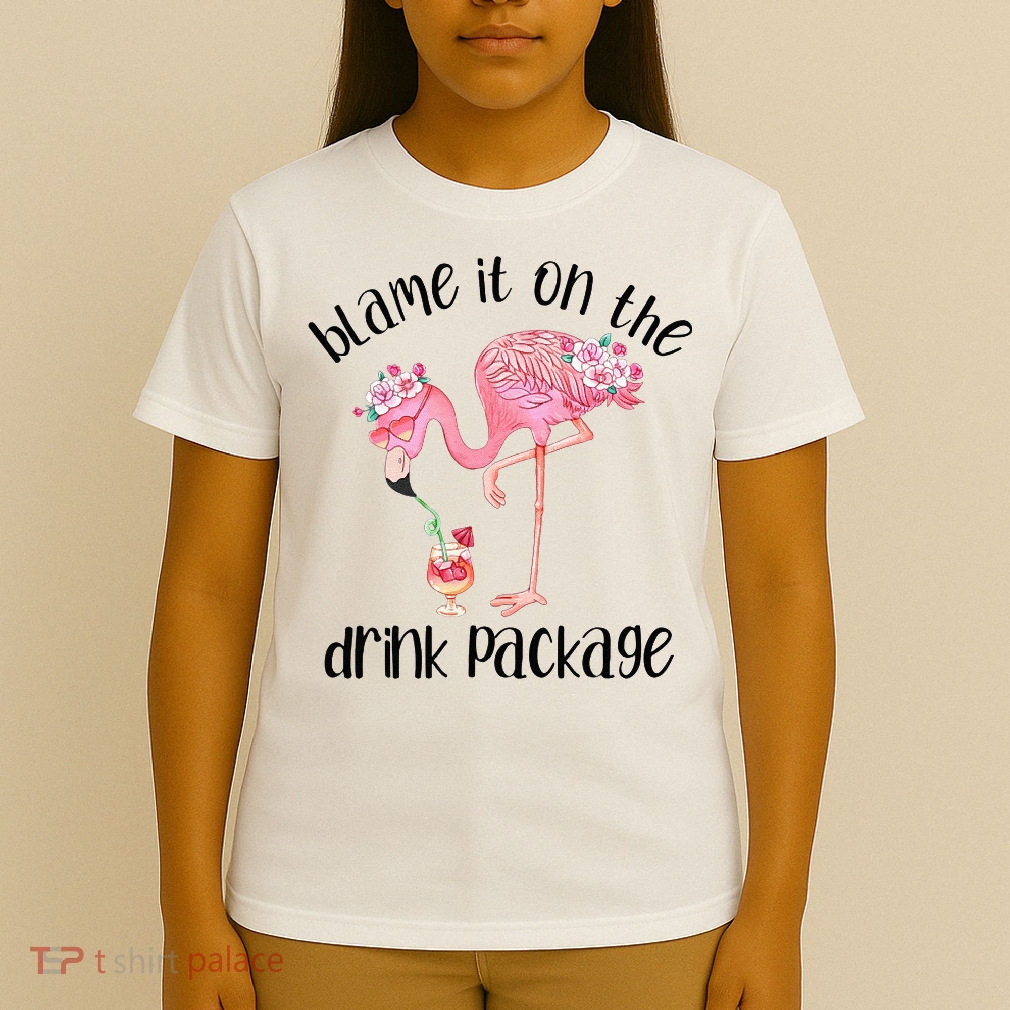 Flamingo Cruise Blame It On The Drink Package Drinking Booze T-Shirt