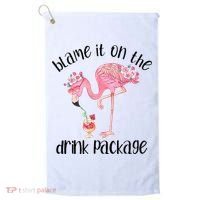 Flamingo Cruise Blame It On The Drink Package Drinking Booze Golf Towel thumb 0