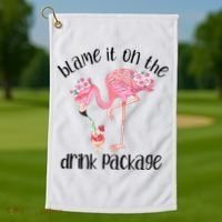 Flamingo Cruise Blame It On The Drink Package Drinking Booze Golf Towel thumb 1