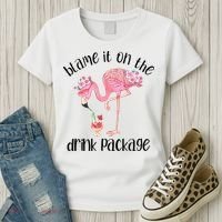 Flamingo Cruise Blame It On The Drink Package Drinking Booze Women's T-Shirt thumb 3