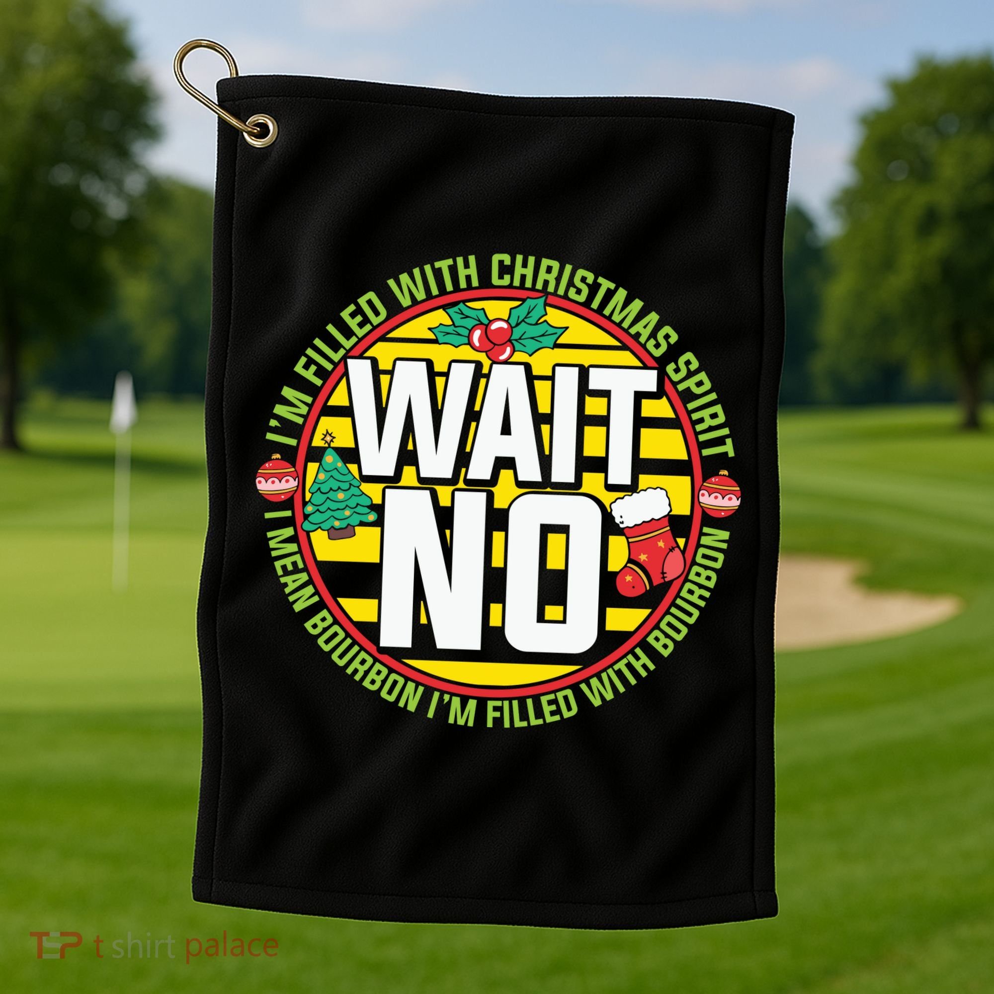 Funny Christmas Bourbon Golf Towel