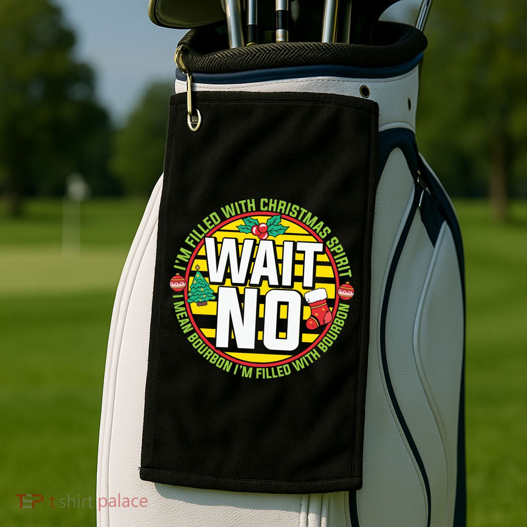 Funny Christmas Bourbon Golf Towel
