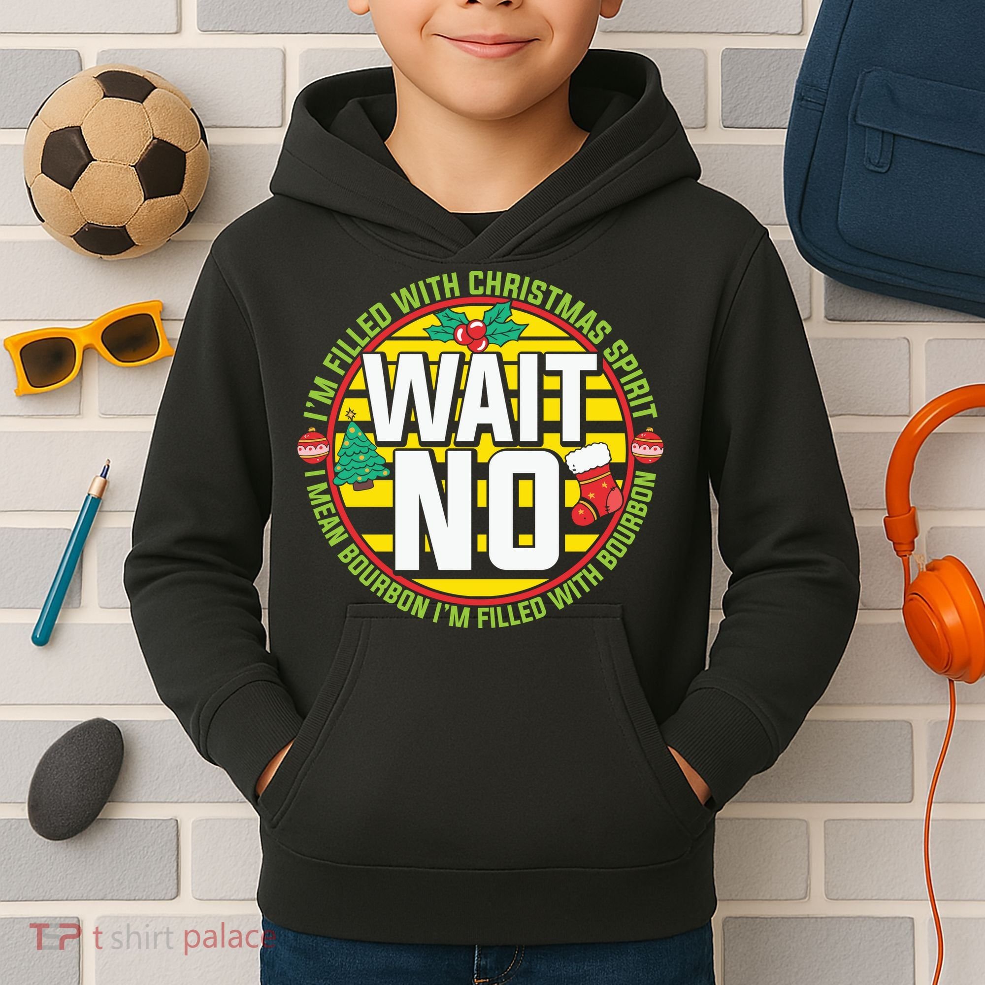 Funny Christmas Bourbon Kids Hoodie