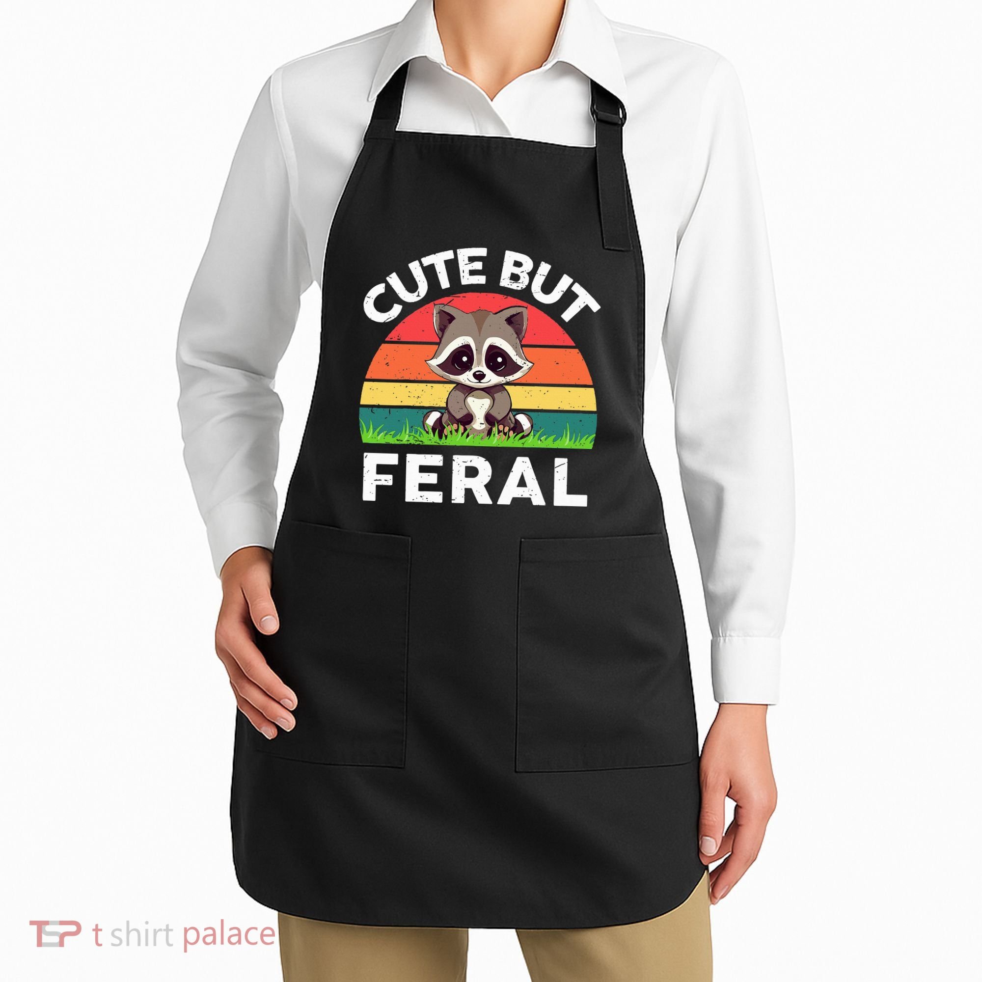 Funny Cute But Feral Raccoon Apron