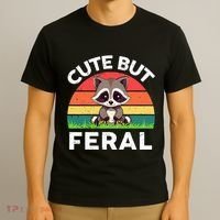 Funny Cute But Feral Raccoon T-Shirt thumb 3