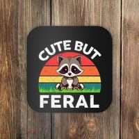 Funny Cute But Feral Raccoon Coaster thumb 0