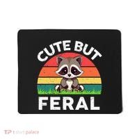 Funny Cute But Feral Raccoon Mousepad thumb 0