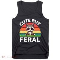 Funny Cute But Feral Raccoon Tank Top thumb 0