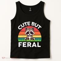 Funny Cute But Feral Raccoon Tank Top thumb 2