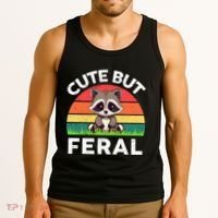 Funny Cute But Feral Raccoon Tank Top thumb 3