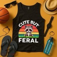 Funny Cute But Feral Raccoon Tank Top thumb 4