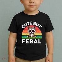 Funny Cute But Feral Raccoon Toddler T-Shirt thumb 2