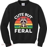 Funny Cute But Feral Raccoon Kids Sweatshirt thumb 0