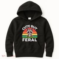 Funny Cute But Feral Raccoon Kids Hoodie thumb 0