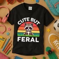 Funny Cute But Feral Raccoon Kids T-Shirt thumb 3