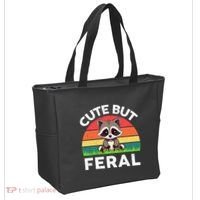 Funny Cute But Feral Raccoon Tote Bag thumb 2