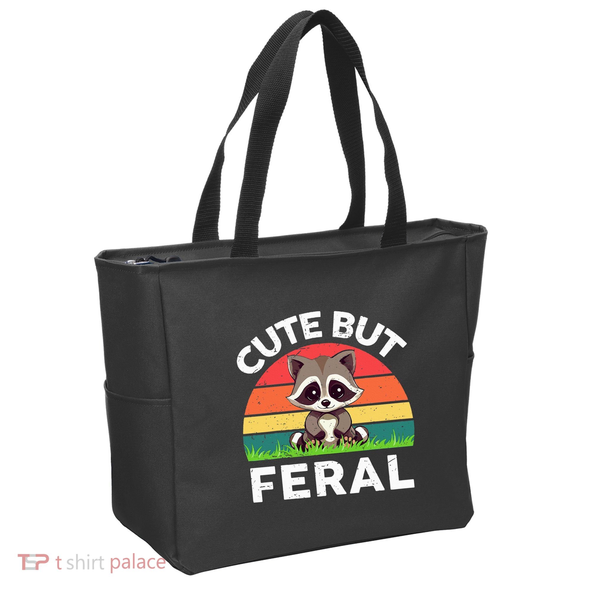 Funny Cute But Feral Raccoon Tote Bag