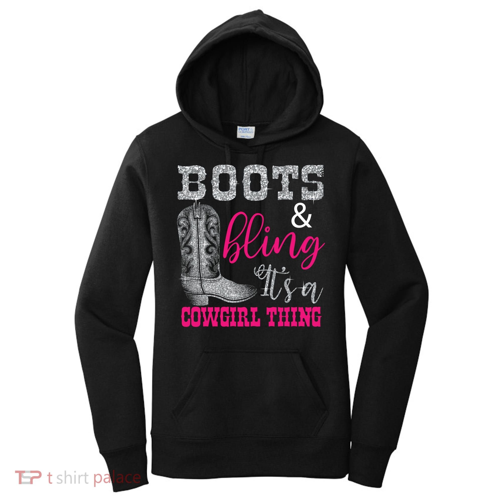 Funny Cowgirl Boots Bling Gift Cute Love Country Life Cool Gift Women's Hoodie