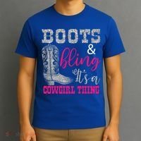 Funny Cowgirl Boots Bling Gift Cute Love Country Life Cool Gift T-Shirt thumb 3
