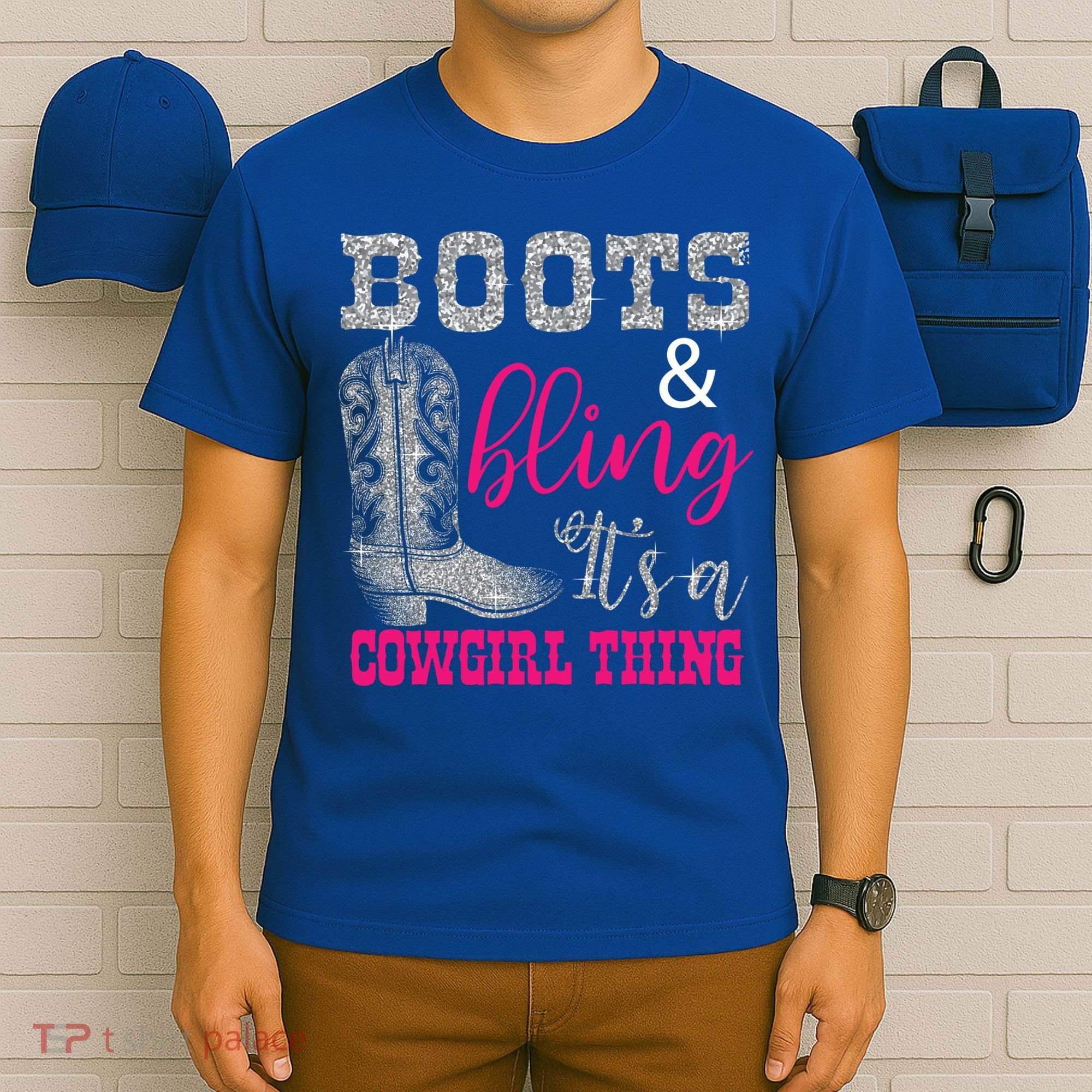 Funny Cowgirl Boots Bling Gift Cute Love Country Life Cool Gift T-Shirt