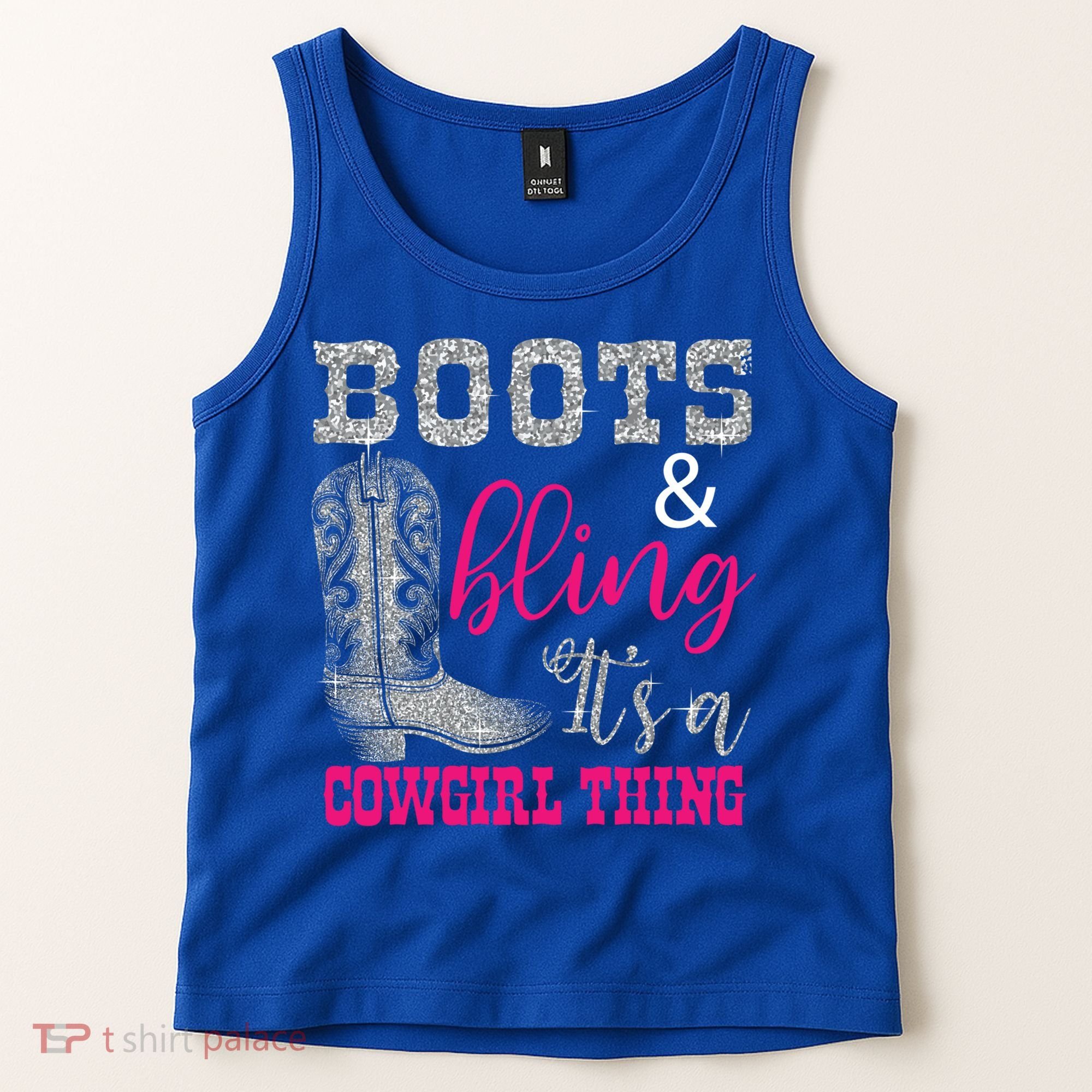 Funny Cowgirl Boots Bling Gift Cute Love Country Life Cool Gift Tank Top