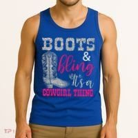Funny Cowgirl Boots Bling Gift Cute Love Country Life Cool Gift Tank Top thumb 3