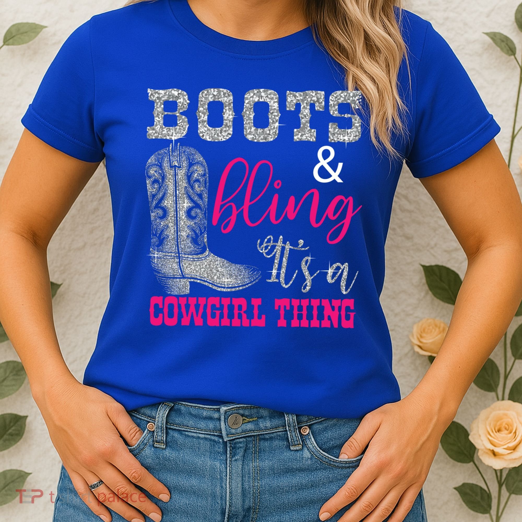 Funny Cowgirl Boots Bling Gift Cute Love Country Life Cool Gift Women's T-Shirt