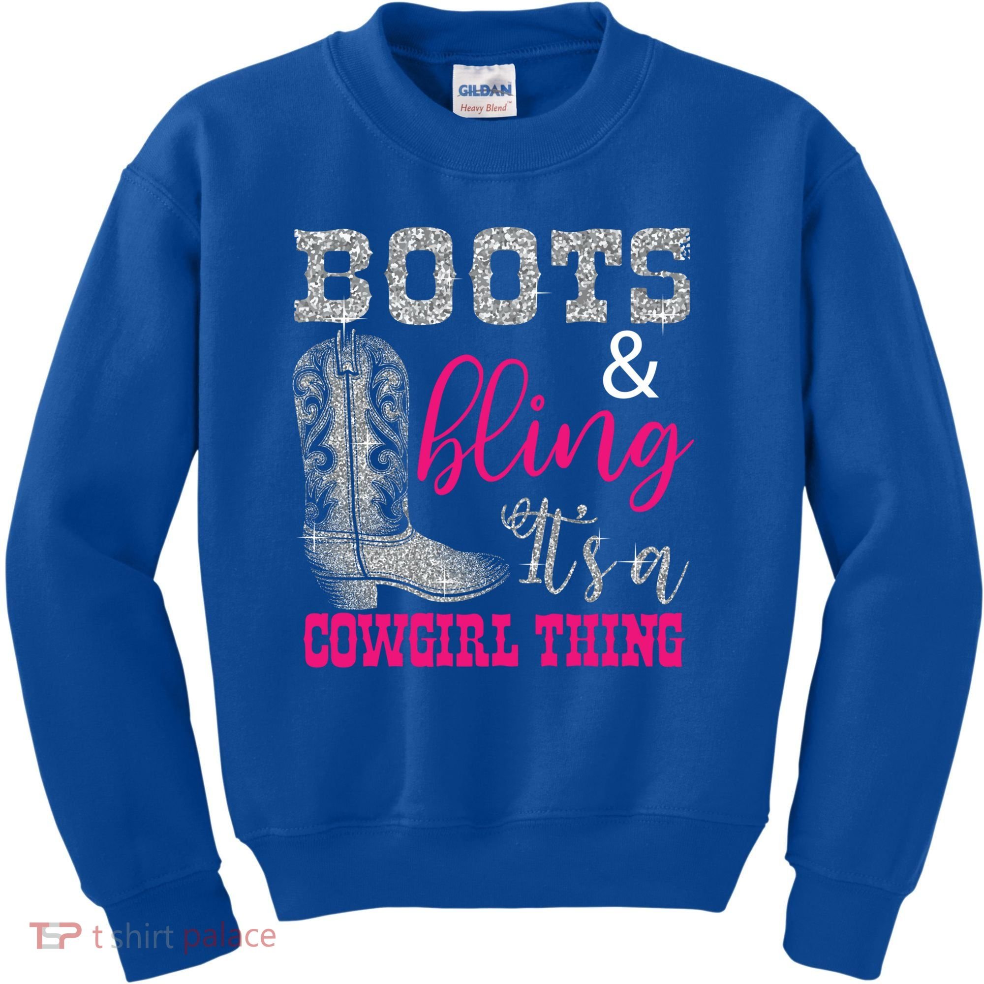 Funny Cowgirl Boots Bling Gift Cute Love Country Life Cool Gift Kids Sweatshirt