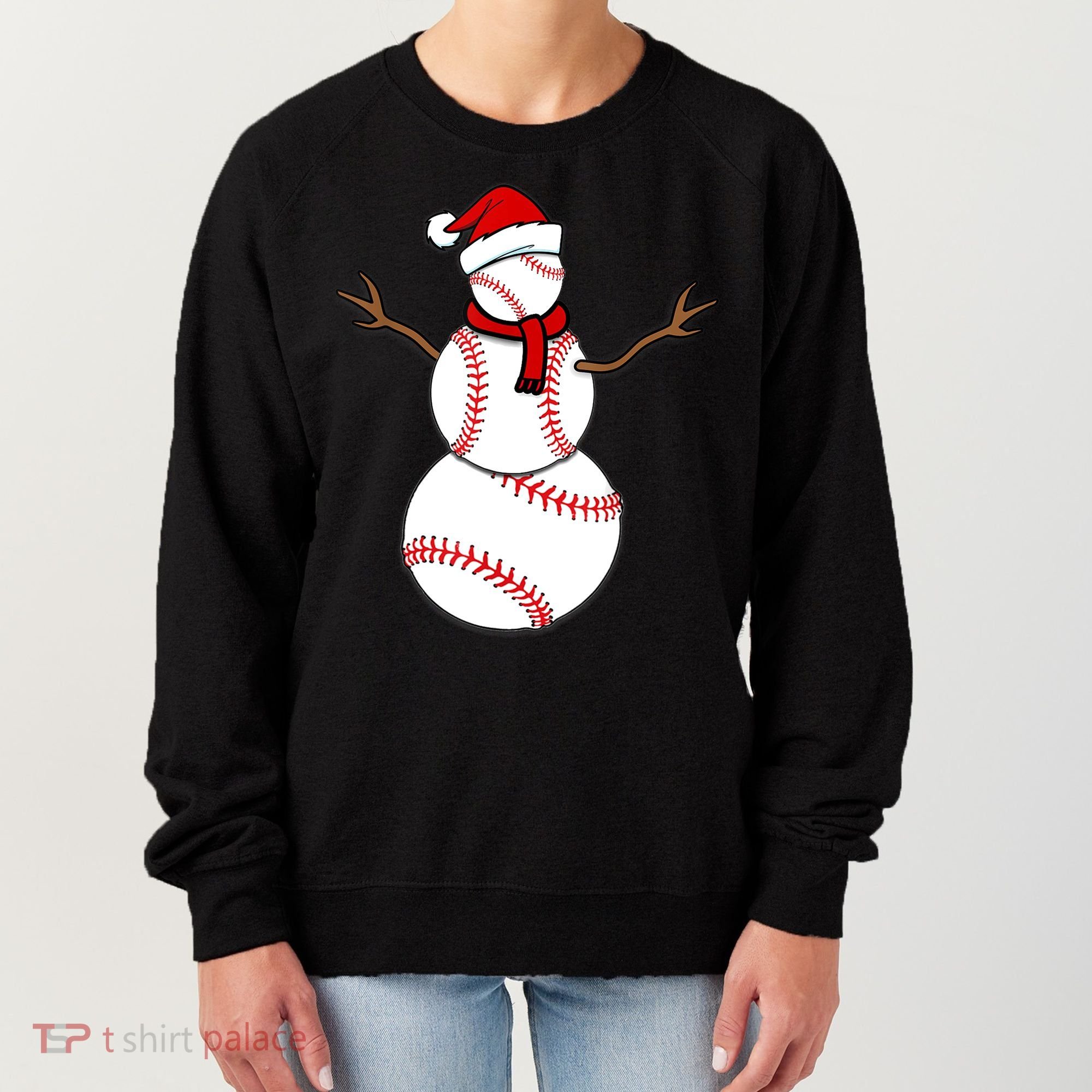 Funny Christmas Baseball Balls Santa Snowman TShirt TShirt Women's Sweatshirt