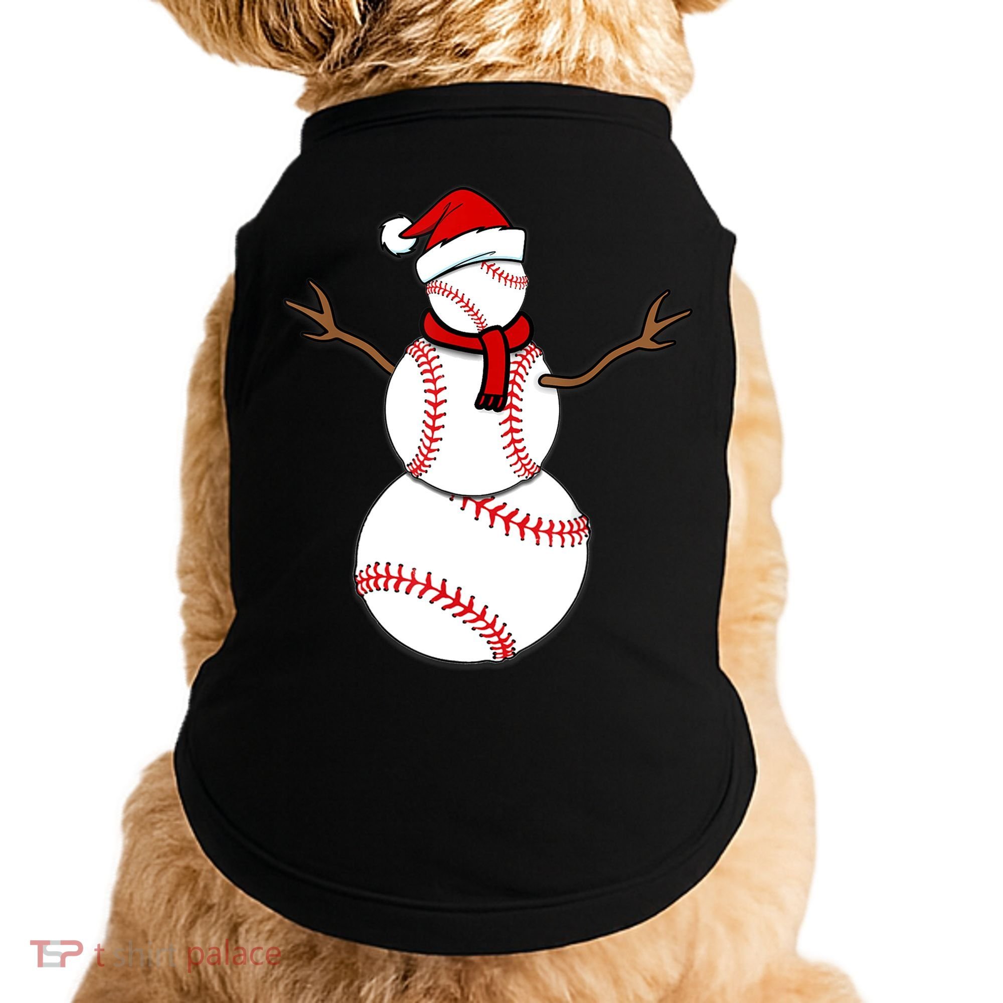Funny Christmas Baseball Balls Santa Snowman TShirt TShirt Doggie Tank