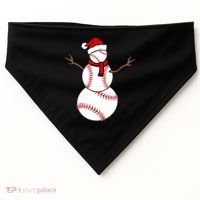 Funny Christmas Baseball Balls Santa Snowman TShirt TShirt USA-Made Doggie Bandana thumb 0