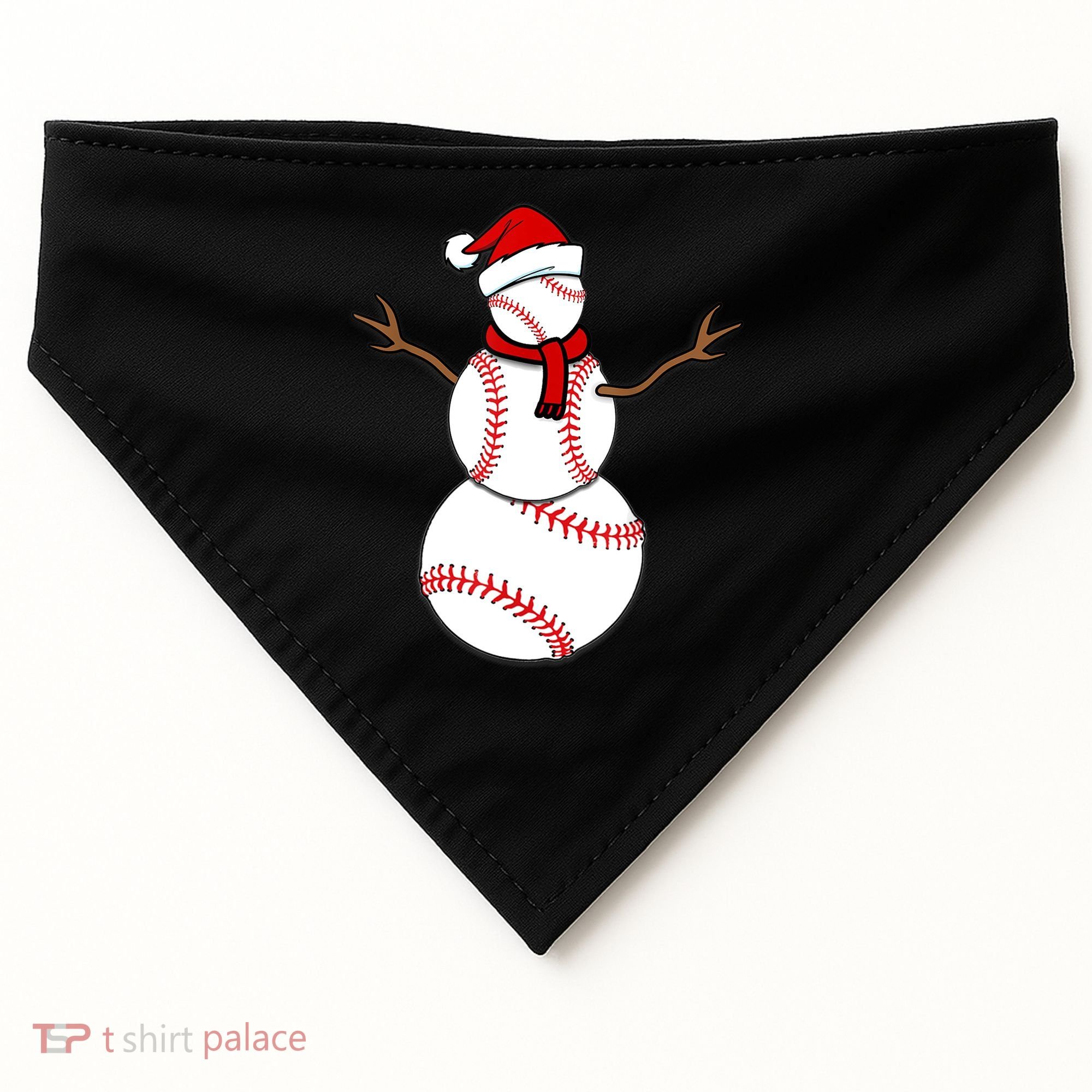 Funny Christmas Baseball Balls Santa Snowman TShirt TShirt USA-Made Doggie Bandana