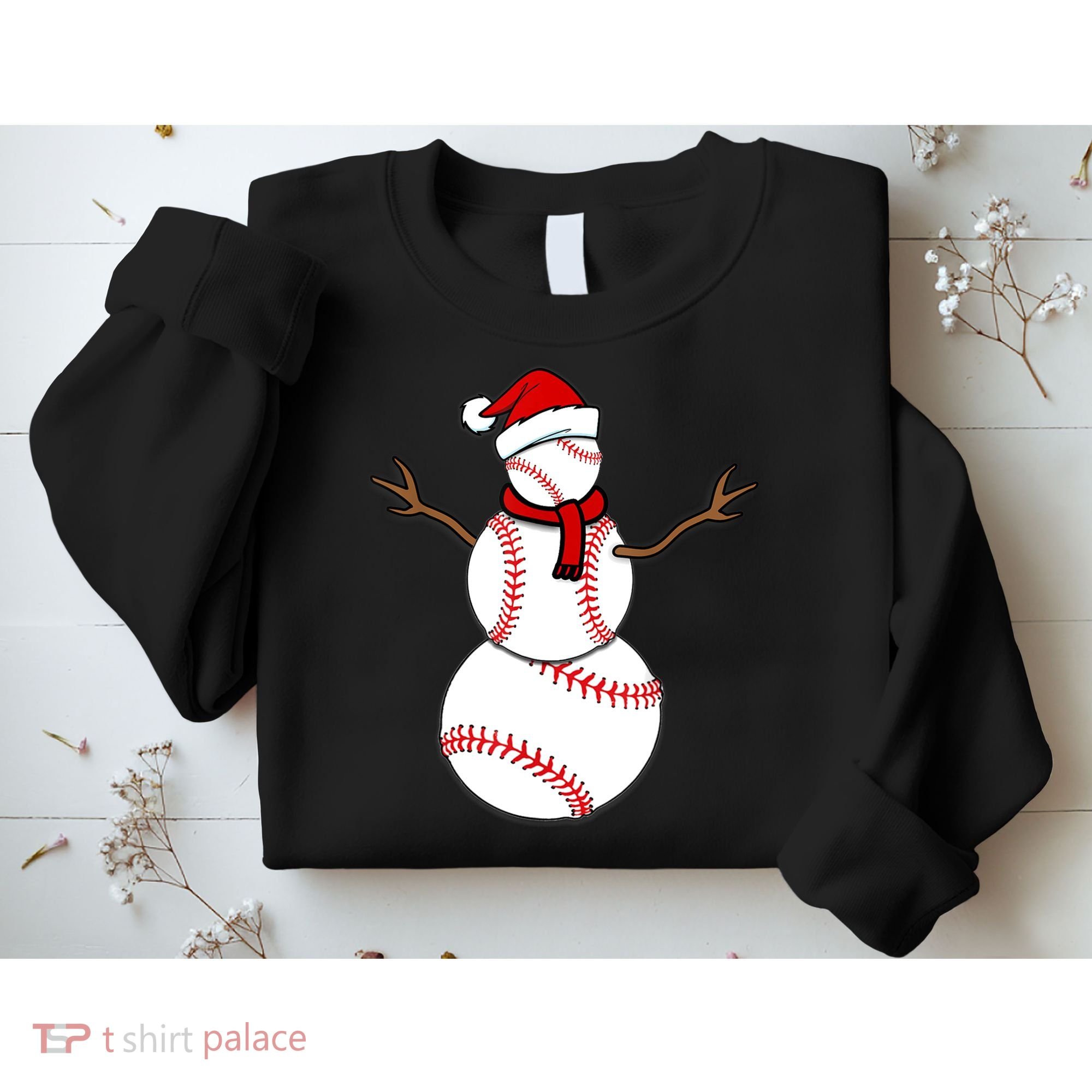 Funny Christmas Baseball Balls Santa Snowman TShirt TShirt Sweatshirt