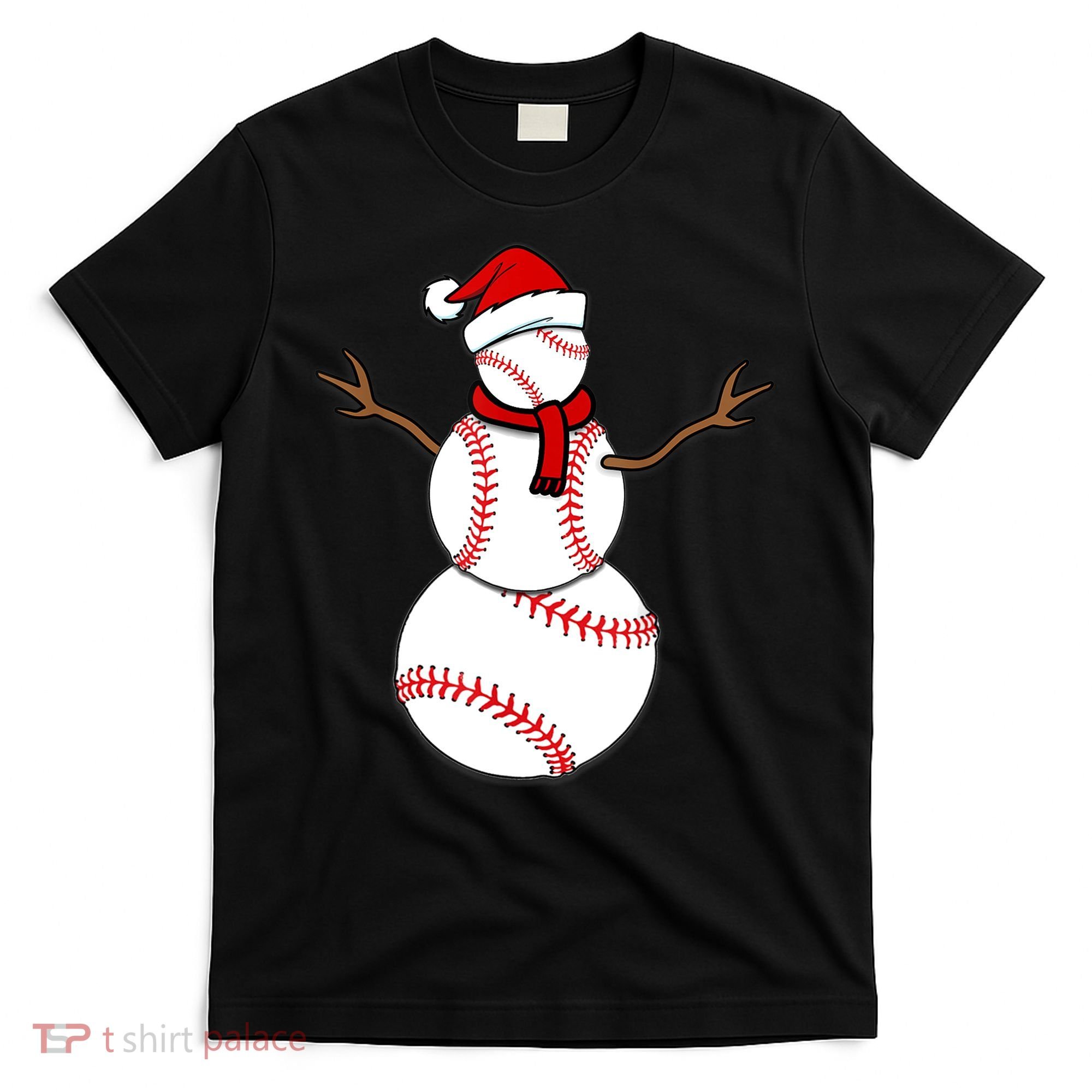 Funny Christmas Baseball Balls Santa Snowman TShirt TShirt T-Shirt