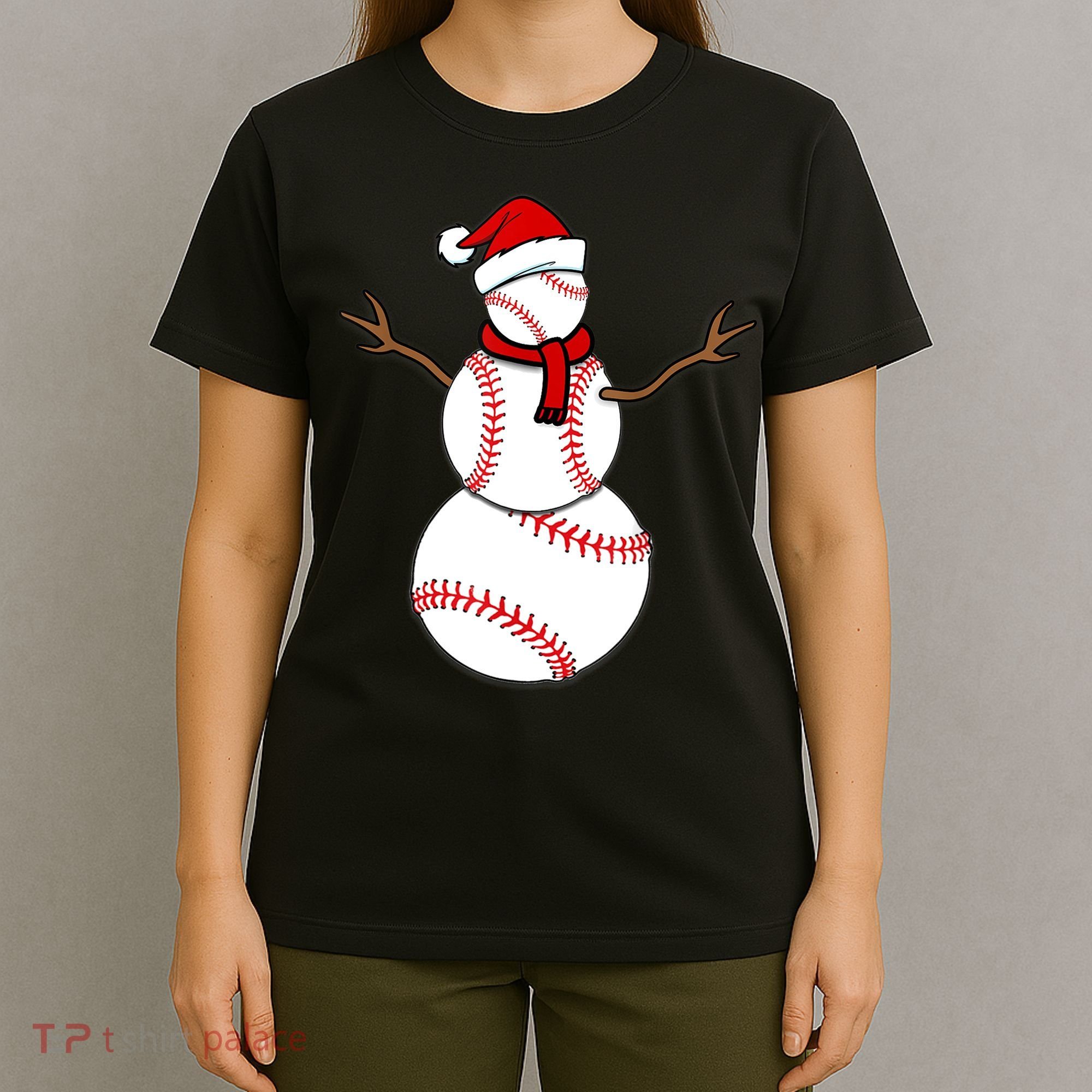 Funny Christmas Baseball Balls Santa Snowman TShirt TShirt T-Shirt