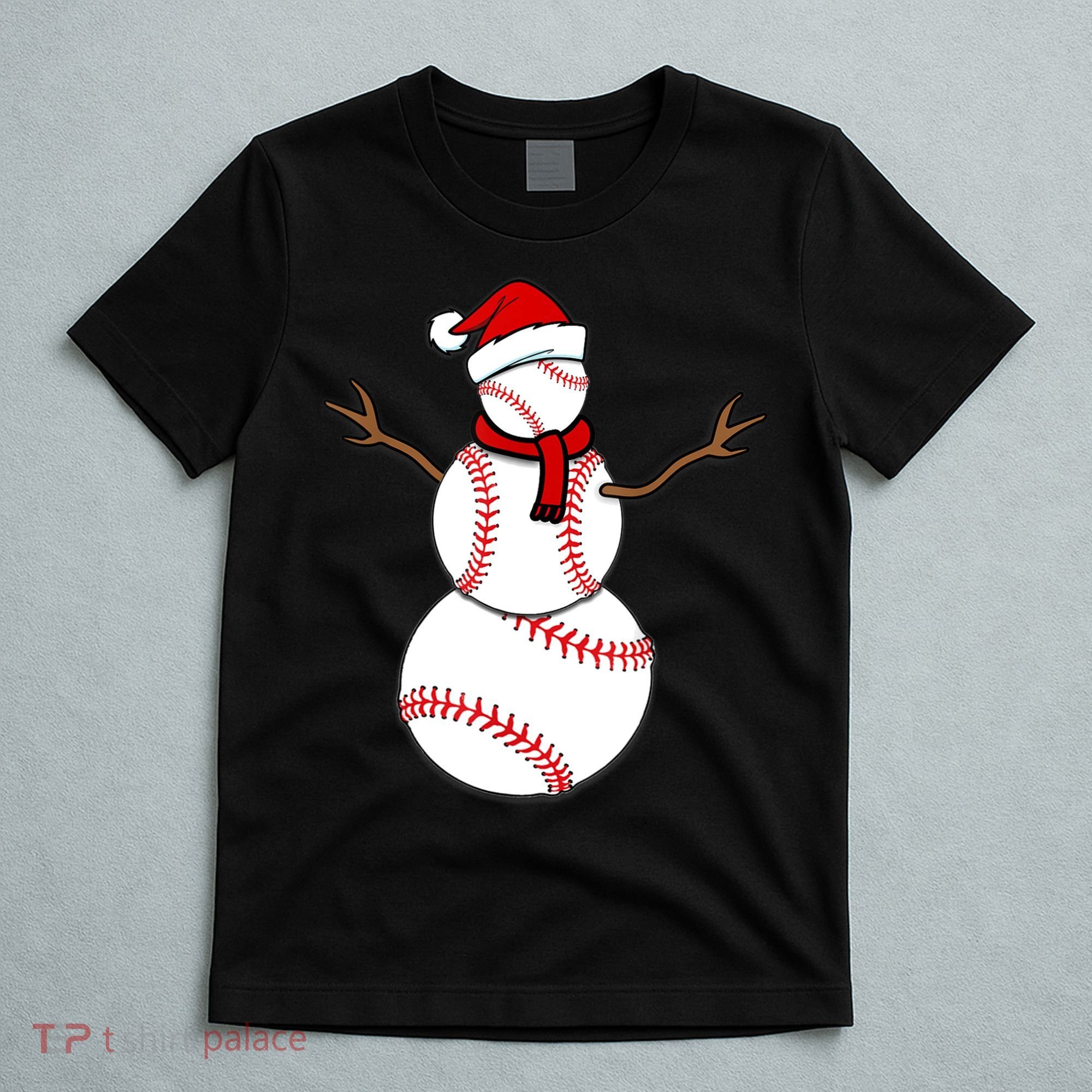 Funny Christmas Baseball Balls Santa Snowman TShirt TShirt T-Shirt