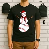 Funny Christmas Baseball Balls Santa Snowman TShirt TShirt T-Shirt thumb 6