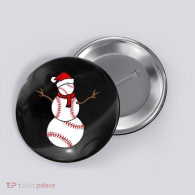 Funny Christmas Baseball Balls Santa Snowman TShirt TShirt Button