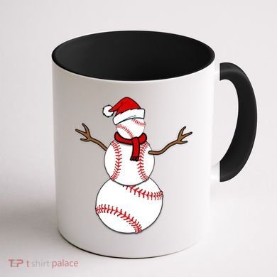 Funny Christmas Baseball Balls Santa Snowman TShirt TShirt Coffee Mug back