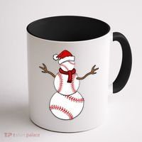 Funny Christmas Baseball Balls Santa Snowman TShirt TShirt Coffee Mug thumb 1