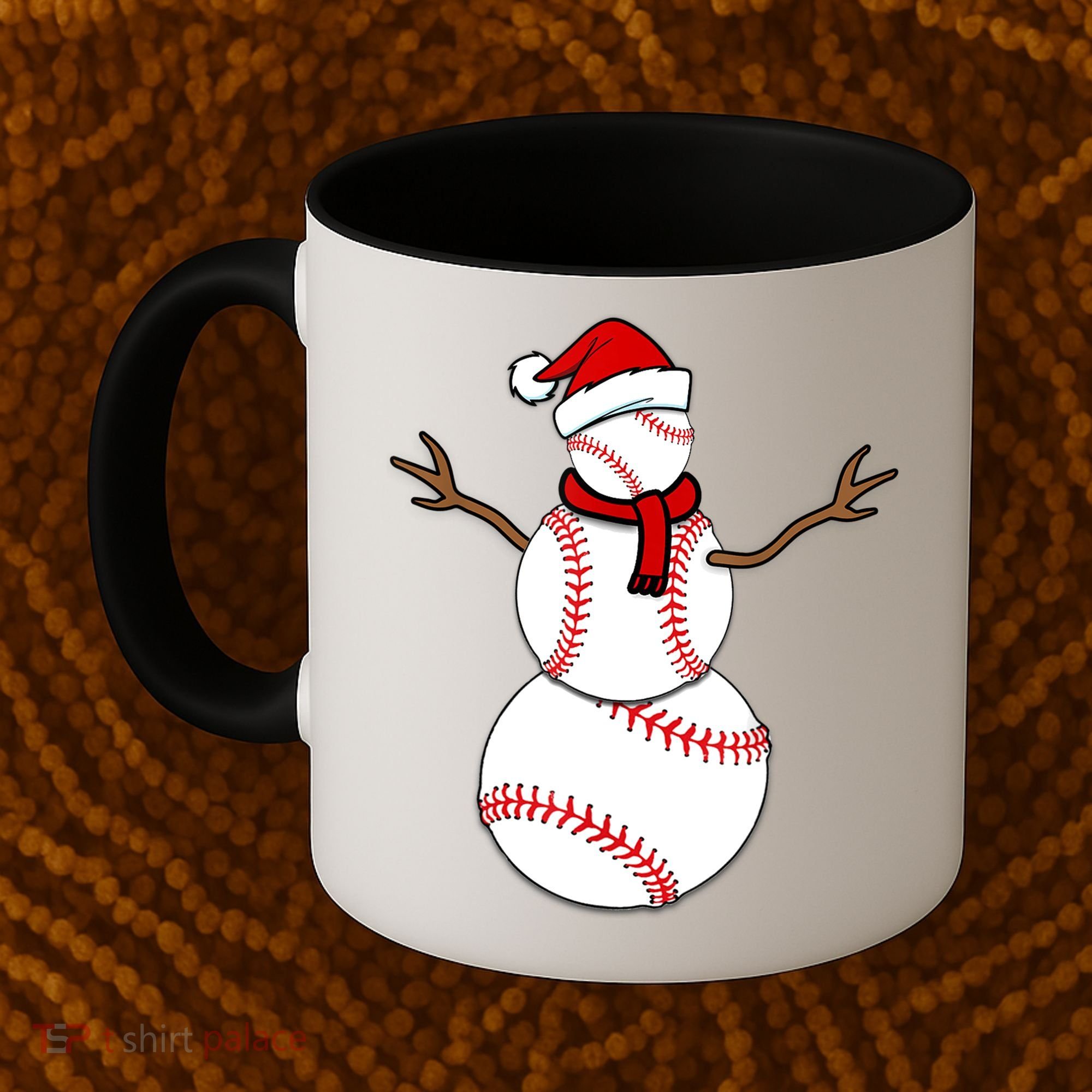 Funny Christmas Baseball Balls Santa Snowman TShirt TShirt Coffee Mug