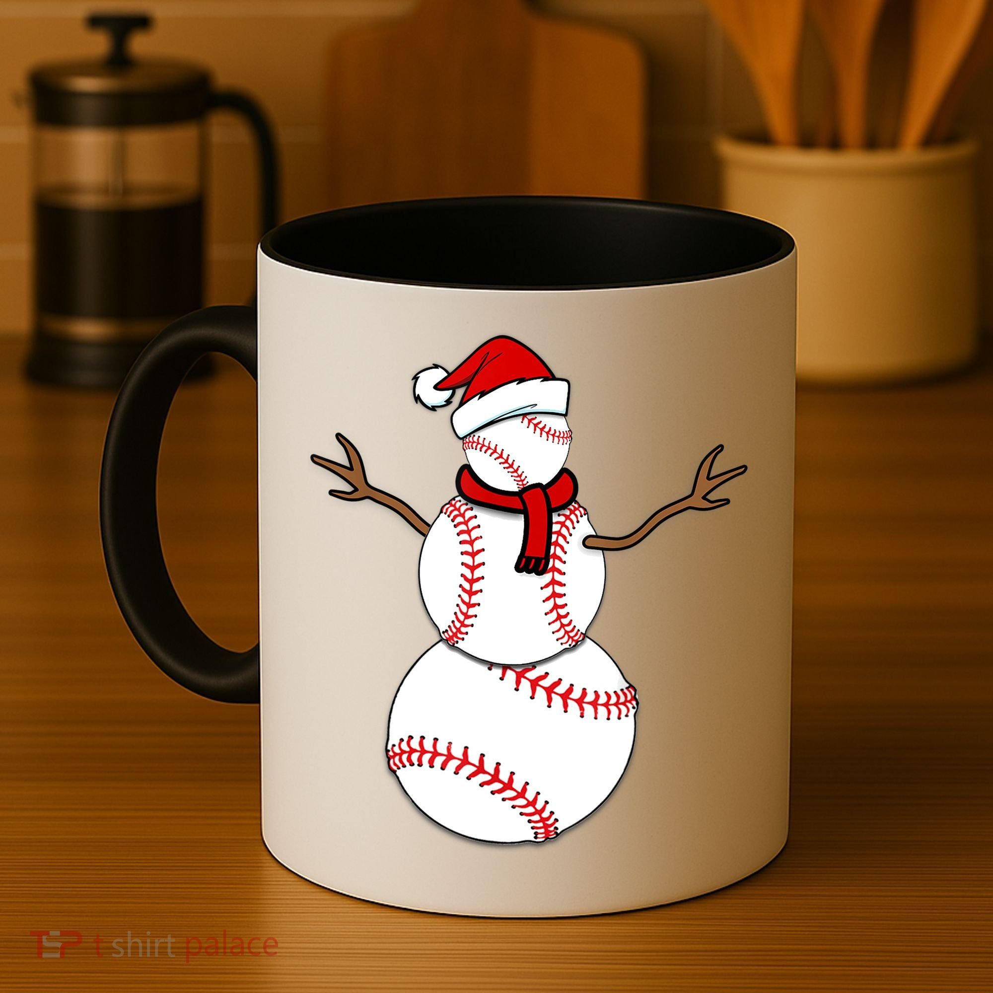 Funny Christmas Baseball Balls Santa Snowman TShirt TShirt Coffee Mug
